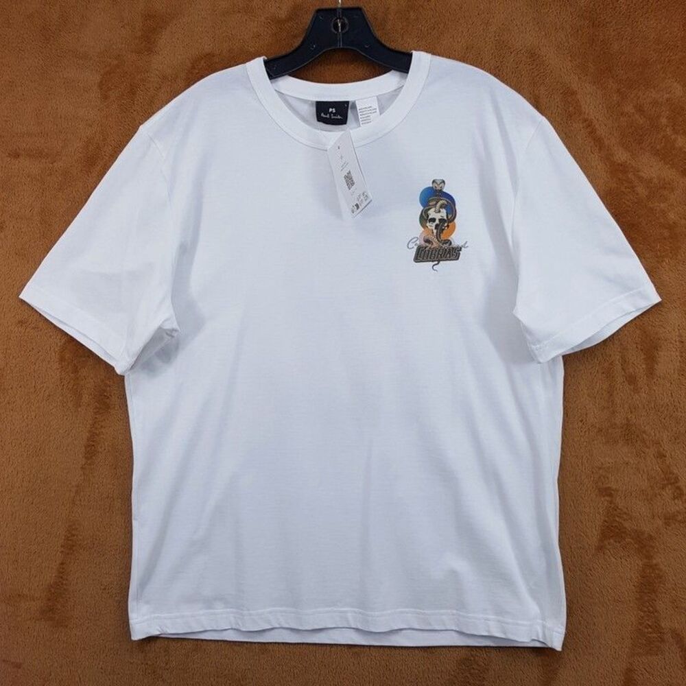 PAUL SMITH Shirt Mens Large White Graphic Coney Island Cobra T-Shirt Tee